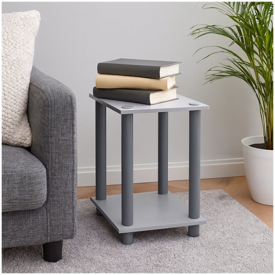 Moderner Beistelltisch in Grau mit Ablage 