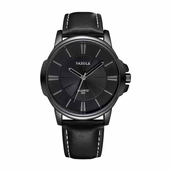 Herrenuhr m. Lederarmband schwarz Schwarz