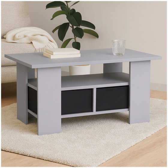 Moderner Couchtisch in Betonoptik mit Ablagefach 