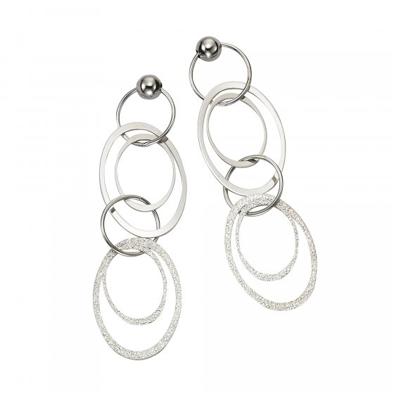 Ohrringe Silber 925 rhodiniert aus Ringen 6cm lang 