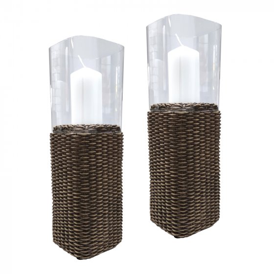 Windlicht 2er Set Rattanoptik