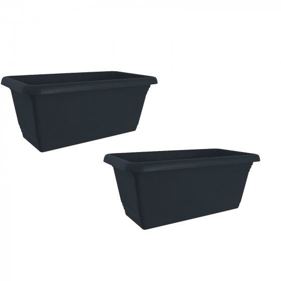 Blumenkasten mit Wasserspeicher 40cm 2er Set Anthrazit