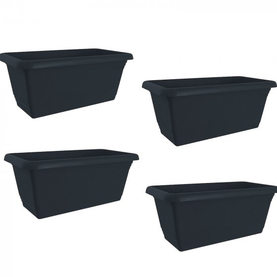 Blumenkasten mit Wasserspeicher 40cm 4er Set Anthrazit