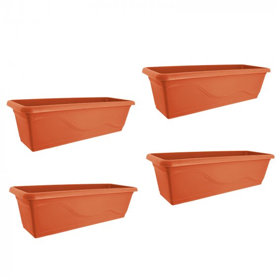 Blumenkasten mit Wasserspeicher 60 cm 4er Set Terracotta