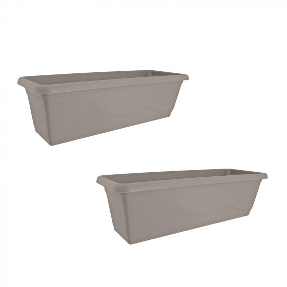 Blumenkasten mit Wasserspeicher 60 cm 2er Set Taupe