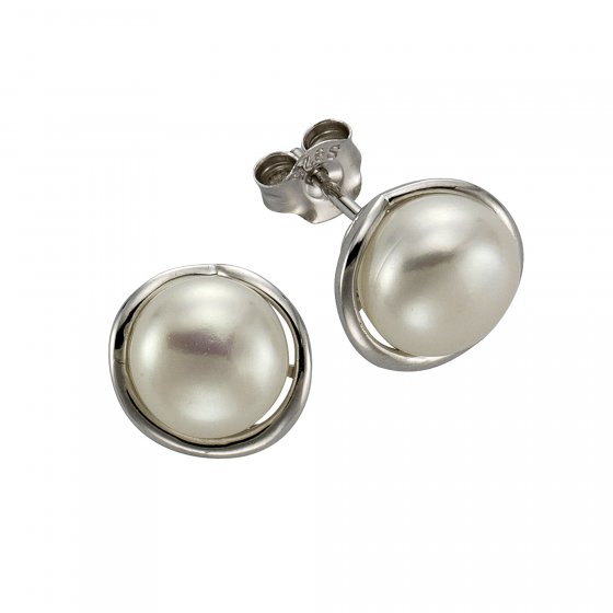 Ohrstecker 925/- Sterling Silber Perle weiß 