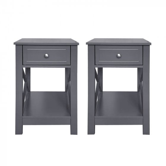 Nachtkommode Hayet 2er-Set Grau