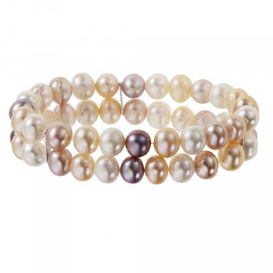 Armband Süßwasserzuchtperlen mehrfarbig 8mm zweireihig 