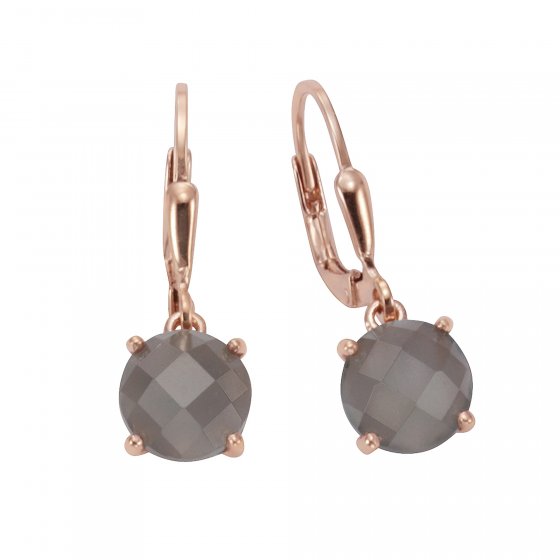 Ohrhänger 925 Silber rosé vergoldet Mondstein grau 