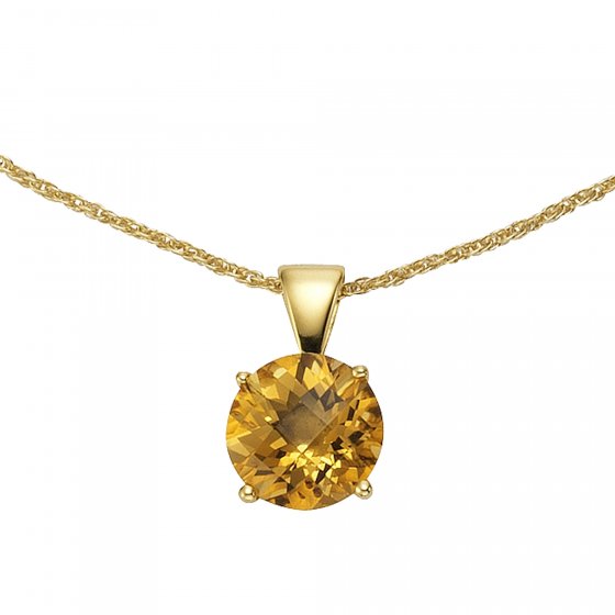 Halskette Silber 925 vergoldet 45/42cm lang mit echtem Citrin 10mm 