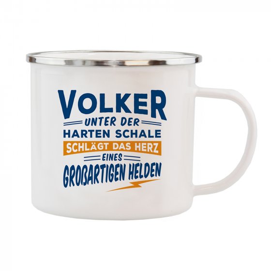 Echter Kerl Emaille Becher Volker 
