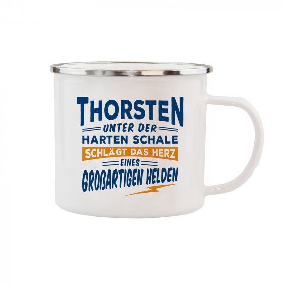 Echter Kerl Emaille Becher Thorsten 