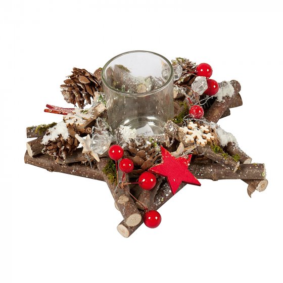 Teelichtleuchter auf Holzstern 