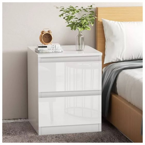 Nachtschrank Kenji Hochglanz Weiß