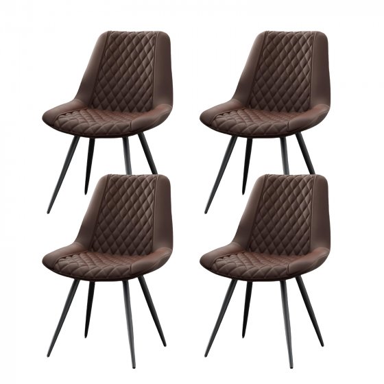 Esszimmerstuhl Astrid 4er-Set Kunstleder Braun