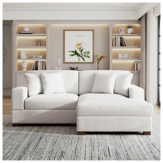 Couch mit Ottomane Rechts Xenia Beige