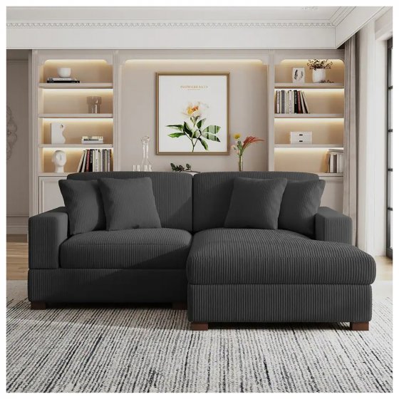 Couch mit Ottomane Rechts Xenia Anthrazit