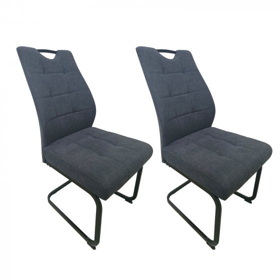 Schwingstuhl Marek Velvet Dunkelgrau 2er-Set