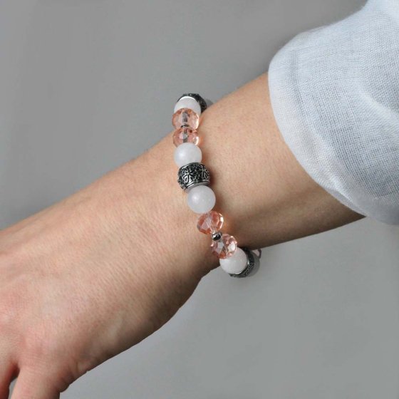Armband Metall 17cm Rosenquarz 
