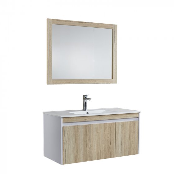 Badmöbel Set Waschtisch, Spiegel, Hängeschrank 
