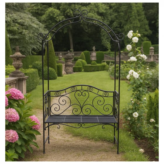 Gartenbank mit integriertem Rosenbogen 