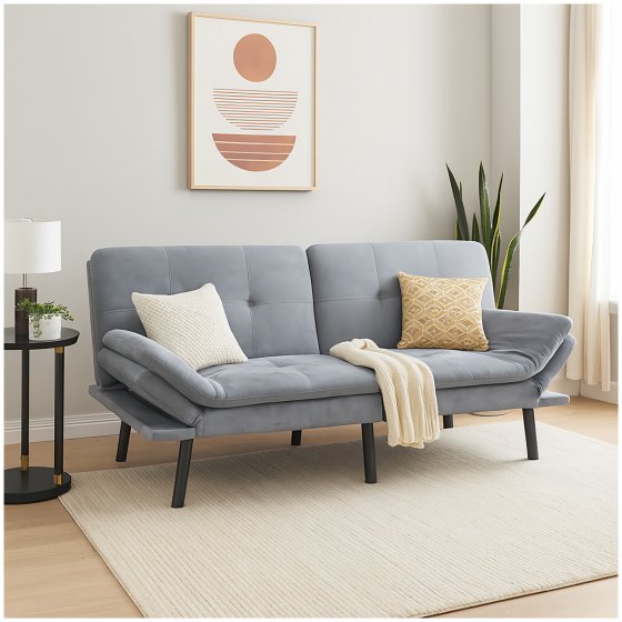 Sofa mit verstellbaren Armlehnen Grau 