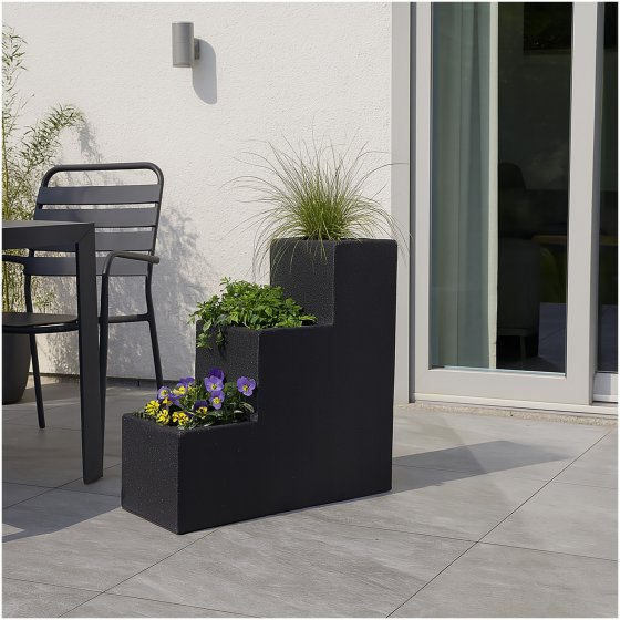 Moderner Blumentopf in Steinoptik 3-stufiges Pflanzgefäß für Garten u.Terrasse 