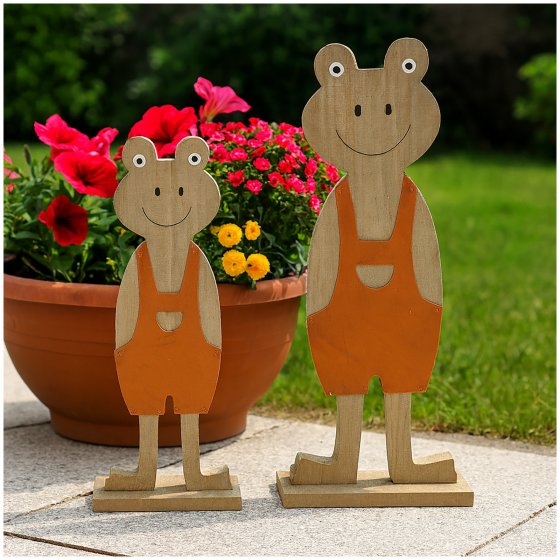Osterfiguren 2er Set, Holz Frösche 