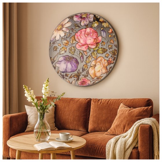Wandbild Spiegel, floral, rund Mirror 
