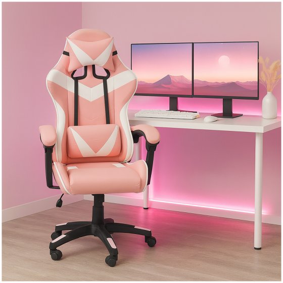 Schreibtischstuhl Krit Pink-Weiß 