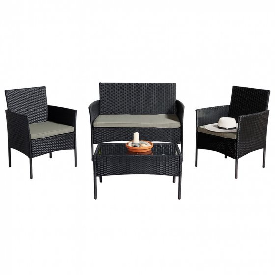 Outdoor Möbel Schwarz/Olivgrau 4-teiliges Set 