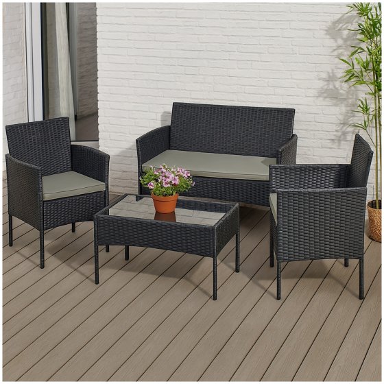 Gartenmöbel Schwarz 4-teiliges Set Wiebke 