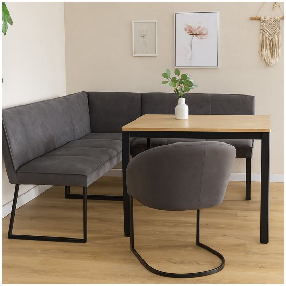 Eckbank 152 x 192 cm Schwarz Vemal kurzer Schenkel links 