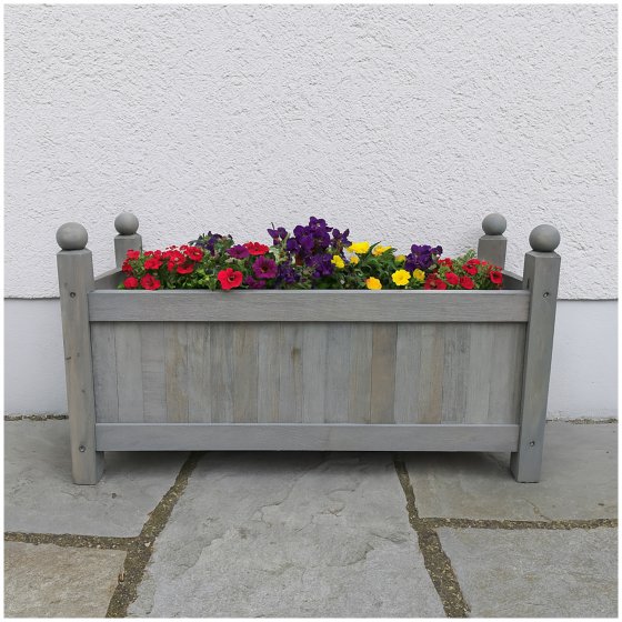 Holz-Pflanzkasten in Grau Blumenkübel für Garten, Terrasse und Balkon 