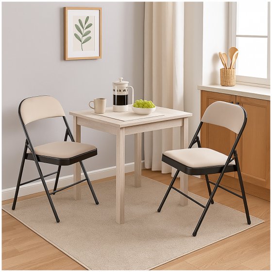 Klappstühle 2er Set Beige 