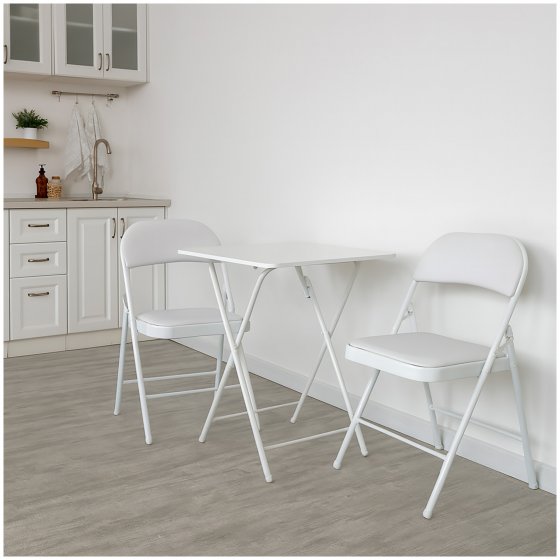 2er Set Klappstühle mit Polsterung Metallgestell und PVC Bezug 