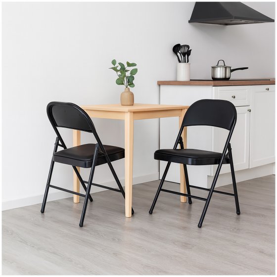 2er Set Klappstühle mit Polsterung Metallgestell und PVC-Bezug 