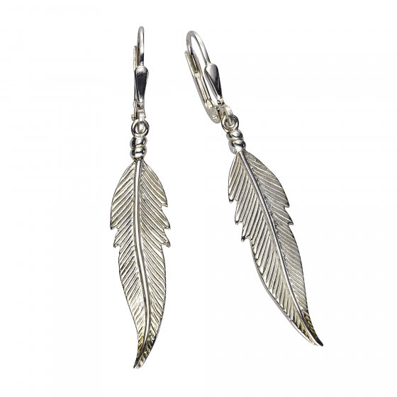 Ohrringe Silber 925 Feder-Motiv 45mm lang 