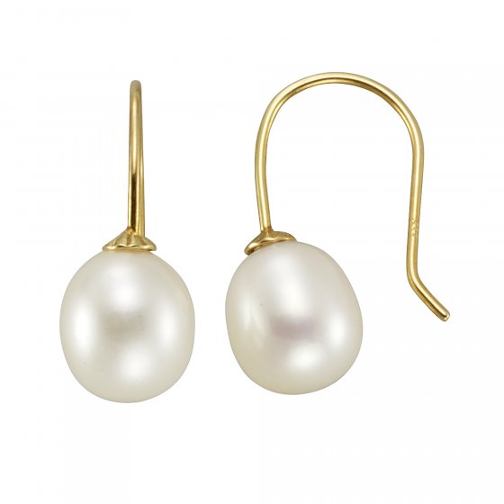 Ohrringe Gold 333 Perle weiß 9x7mm 