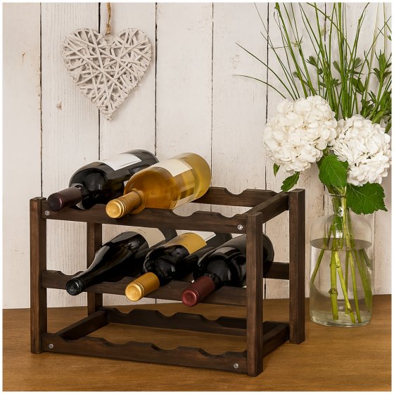 Weinregal aus Holz für 12 Flaschen 3 Ebenen, Dunkelbraun 