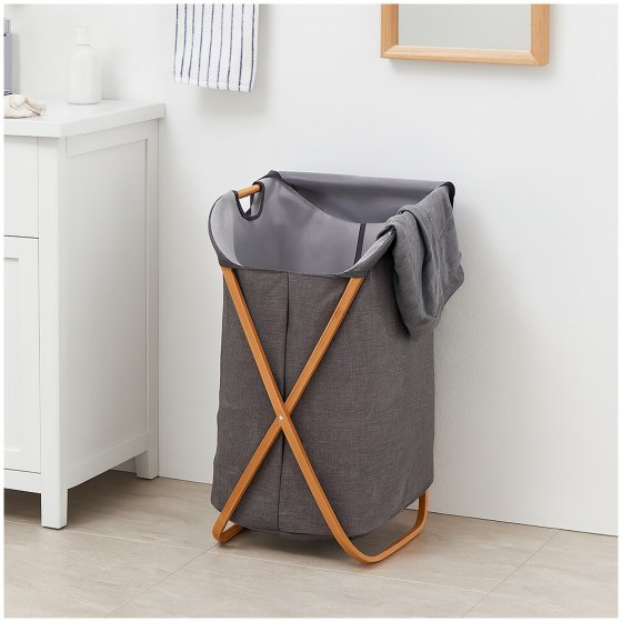 Wäschesammler mit Bambusgestell und Polyester-Sack,  60 Liter 