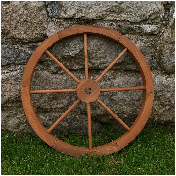 Wagenrad aus Fichtenholz Ø 60 cm rustikale Gartendeko 