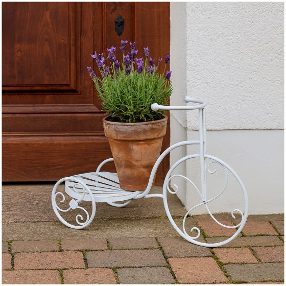 Pflanzenständer im Fahrrad-Design Vintage Weiß