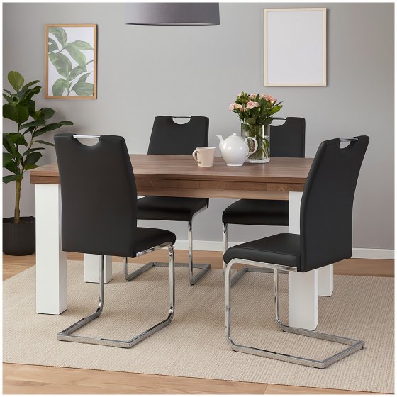 Esszimmerstuhl 4er Set Schwarz Nelly 