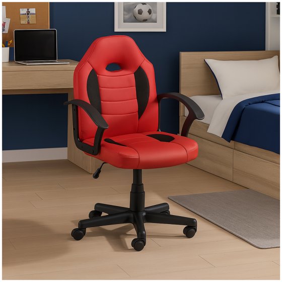 Schreibtischstuhl Junior höhenverstellbar ergonomischer Drehstuhl Rot 