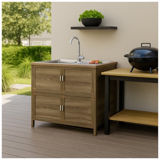 Spüle mit Abtropfläche und Unterschrank für Outdoorküche Sonoma 