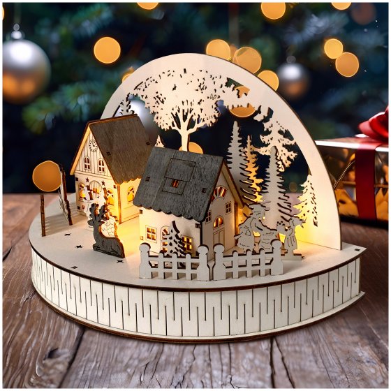 Weihnachtsszene beleuchtet Rehe