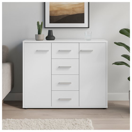 Sideboard Nina mit 4 Schubladen Weiß 