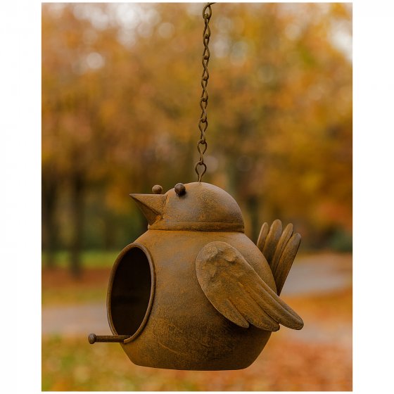 Dekorative Vogelfutterstaion aus Metall zum Aufhängen im Garten oder Balkon