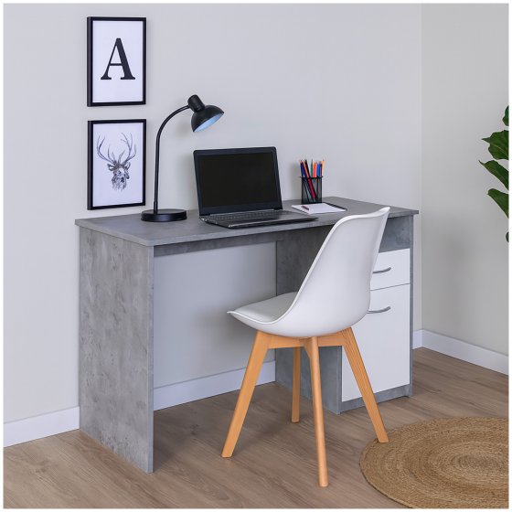 Schreibtisch 120 x 76 cm Beton Weiß 